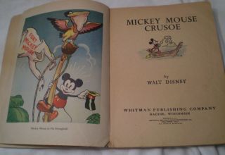Vintage Mickey Mouse Crusoe 1936 by Walt Disney Whitman Pub. 4