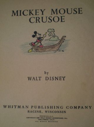 Vintage Mickey Mouse Crusoe 1936 by Walt Disney Whitman Pub. 5