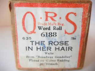 The Rose In Her Hair - Qrs Player Piano Roll 6188 - No Damage