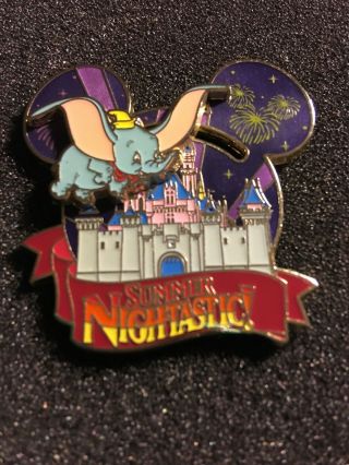 Disney Pin Disneyland Castle Dumbo Flying Over Fireworks Nightastic Spectacular
