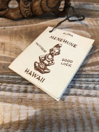 Vintage 1960 Menehune Treasure Craft Hawaii Tiki Bar Souvenir Figure w/Tags 3