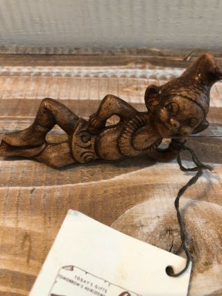 Vintage 1960 Menehune Treasure Craft Hawaii Tiki Bar Souvenir Figure w/Tags 6