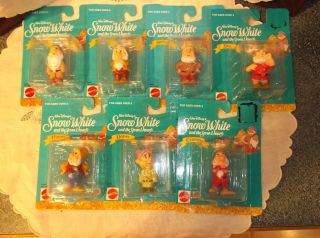 Miniature Vintage Mattel Snow White And The Seven Dwarfs Figures All Seven Dwarf