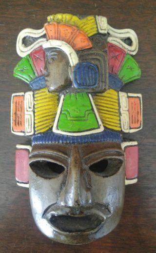 Mexican Folk Art Mask Mayan Aztec Ceramic Sculpture