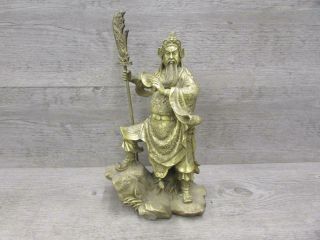 Brass Chinese General Statue Guan Gong Yu Figurine Shelf Home Decor