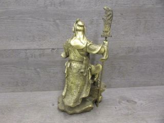 Brass Chinese General Statue Guan Gong Yu Figurine Shelf Home Decor 3