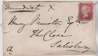 1858 Qv Marlborough Cover With A 1d Penny Red Stamp (crease)