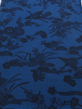2g03z100 Japanese Kimono Crepe Silk Fabric Indigo Blue Butterfly 63 "