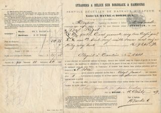 France - Havre 1869,  French Steamer Bill Of Lading To Bordeaux W/ Revenue A132