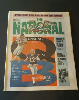 The National Sports Daily News Paper January 24 1991 Jim Kelly Hostetler Gaints