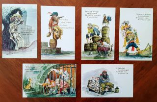 Disney Pirates Of The Caribbean Postcards 1966 (set Of 11)