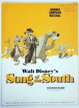 1972 - 80 Re - Release Walt Disney Song Of The South Campaign Material Press Kit
