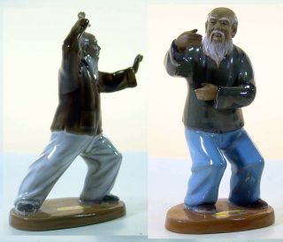 Shiwan Artistic Ceramic,  Martial Arts 18cm X 11cm 2 Figures - Tai Chi - Kung Fu