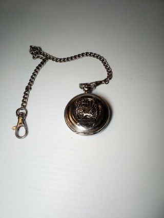 Franklin Harley Davidson Eagle With Flames Pocket Watch & Chain 2