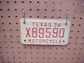 1974 Texas Motorcycle License Plate Old Stock No X89590