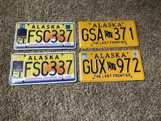 Rare Pair Alaska Statehood 1959 2009 50 Years License Plate,  2 More Plates