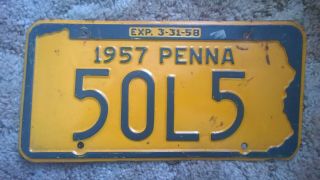 1957 Pennsylvania License Plate Pa Tag Penna 57 Rat Hot Rod Vintage Antique