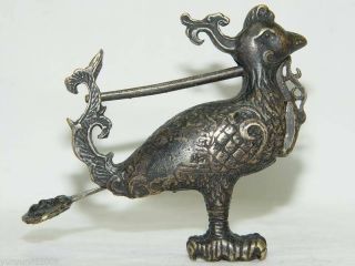 Chinese Old Style Brass Carved Rooster Padlock Lock/key