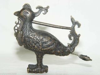 Chinese old style Brass Carved rooster padlock lock/key 2