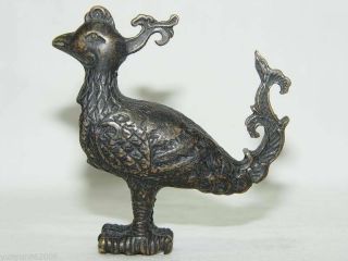 Chinese old style Brass Carved rooster padlock lock/key 4