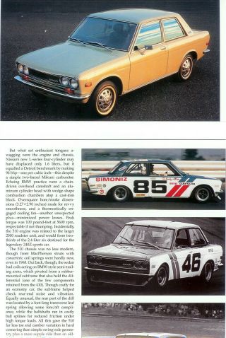 1968 - 1970 1971 1972 1973 Datsun 510 4 Pg Color Article Nissan
