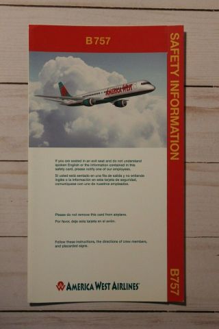 America West Airlines Boeing 757 Safety Card - 10/01