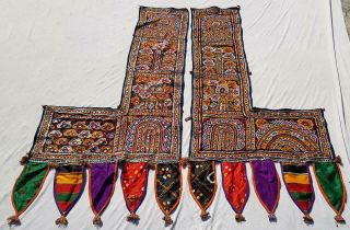 45 " X 26 " Handmade Mirror Embroidery Tribal Ethnic Wall Hanging Decor Tapestry