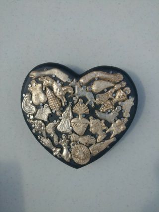 Heart Mexican Milagro Heart - Hand Crafted Wood Milagro Folk Art Heart