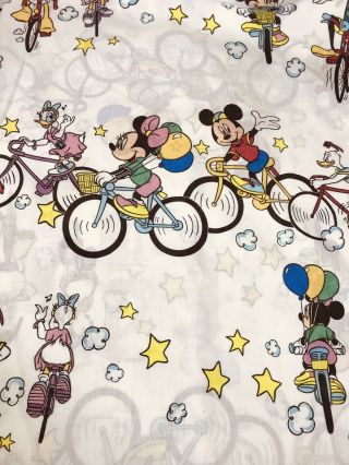 Vintage Disney Mickey Mouse Full Flat Sheet With Single Matching Pillowcase 1992