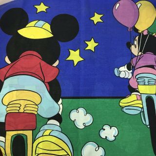 Vintage Disney Mickey Mouse Full Flat Sheet With Single Matching Pillowcase 1992 6