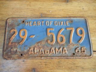 Vintage Heart Of Dixie Alabama 65 License Plate Tag 29 - 5679 1965 Elmore County