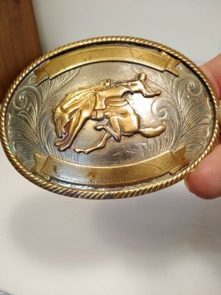 Vintage German Silver Brass Belt Buckle