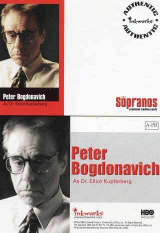 Sopranos Unsigned Autograph Card Inkworks Rare Peter Bogdonavich Dr Elliotkupfeg