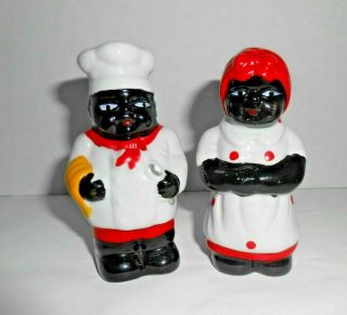 Vintage Black Americana Salt And Pepper Shakers / Stoppers 3.  5 "