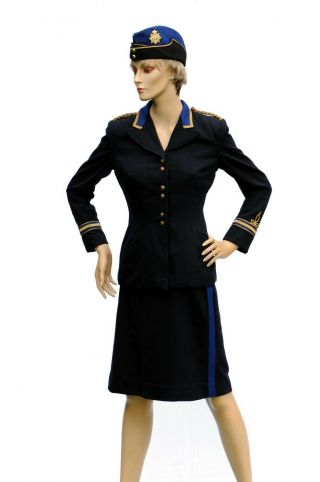 Vintage Brass Band Uniform Boac Sumrie Flight Attendant Stewardess Navy Suit