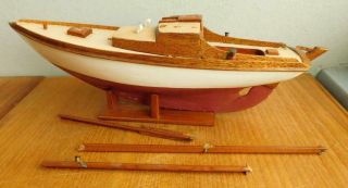 Quality Vintage Bespoke Wooden Yacht Sail Boat Model A/f For Restoration