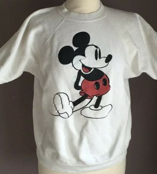 Disneyland Mickey Mouse Vintage Sweatshirt Short Sleeve X Large White