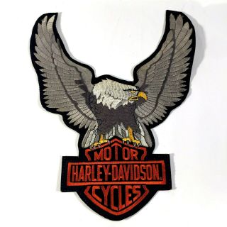 Harley Davidson Motor Cycles Silver Up Wings Eagle Patch 12.  5 X 10.  5 Large