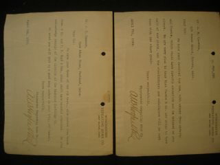 2 Authentic Signed 1892 Winchester Repeating Arms Co.  Letters,  Rifle Gun History