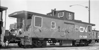 B&w Negative Canadian National Railroad Caboose 79388 Port Mann,  Bc