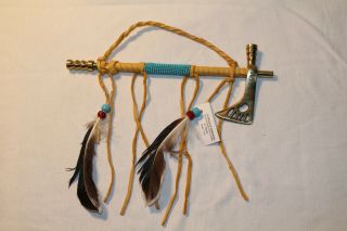 Authentic Native American Brass Tomahawk Peace Pipe By Navajo Artist D Yazzie