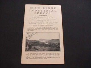 Blue Ridge Industrial Christian School For Boys & Girls Greene Cty Va Brochure