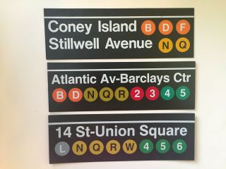 Mta York City Transit 3 Mock Plastic Signs Subways Collectible Educational
