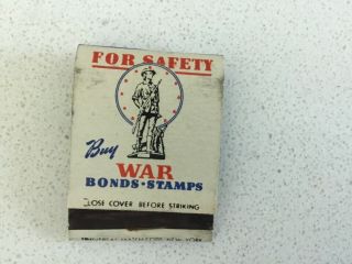 Vintage WWII Matchbook,  BUY WAR BOND STAMPS FOR SAFETY 2