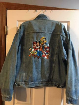 Vtg The Disney Store Denim Jacket Men - Woman L - Xl Mickey And Friends Embroidered