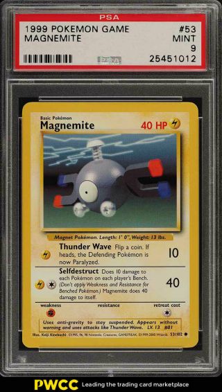 1999 Pokemon Game Magnemite 53 Psa 9 (pwcc)