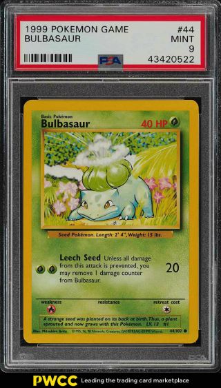 1999 Pokemon Game Bulbasaur 44 Psa 9 (pwcc)