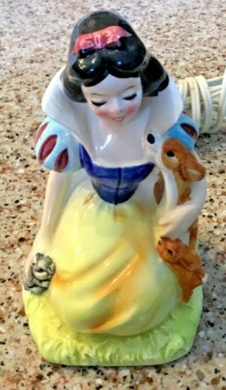 Vintage Mid Century " Snow White " Ceramic Night Light For Walt Disney By Enesco