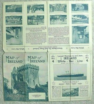 Vintage 1923 White Star Steamers Line Travel To Ireland,  Map Foldout Brochure