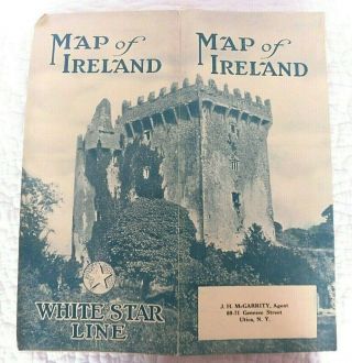 Vintage 1923 WHITE STAR Steamers Line travel to IRELAND,  map foldout brochure 3